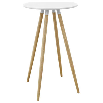 Track Round Beech Wood Bar Table, Whiite