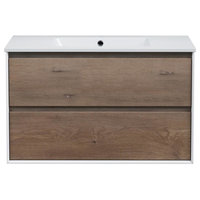 Taylor Light Wood Floating Bathroom Vanity, 35"