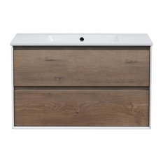 Taylor Light Wood Floating Bathroom Vanity, 35"