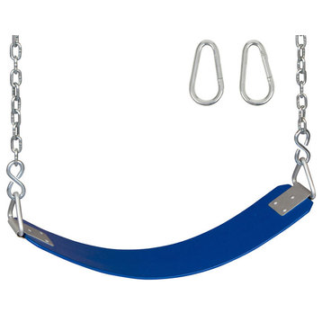 Polymer Belt Swing Seat With Chains and Hooks, Blue