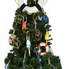 Lifering Christmas Tree Topper Decoration, White With Blue Bands