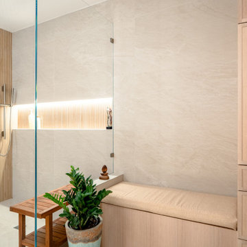 Warm Modern Japandi Bathroom Remodel with Spa-Inspired Design