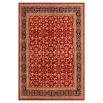 Bareens Designer Rugs - Bohemien Ziegler Jordan Red Blue Hand-Knotted Wool Rug - 8'1'' x 10'0'' - Enhance the ambiance of your home with this magnificent Persian-influenced Turkish hand-knotted rug made by skilled artisans capable of creating the most exceptional vegetable dyes and hand-spun wool. This exquisite handmade rug is a one-of-a-kind Peshawar Kafkaz, otherwise identified as Chobi, Chobi Peshawar, Oushak, or Ziegler rug. These handmade rugs are crafted in Pakistan utilizing superior-quality wool imported from Australia, New Zealand, and Korea in two types of weaves: the Persian weave and the Mori weave. This rug is meticulously crafted by hand using the finest natural vegetable dyes extracted from local plants. The artisans use a blend of hand-spun local and fine merino wool, resulting in a rug with a compelling texture, higher lanolin content, and longer staple. The artisans occasionally incorporate natural or artificial silk into the pile to enhance specific motifs. The finished product is an awe-inspiring execution of flawless design and an understated palette that exudes elegance.