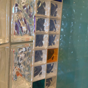 Blue high gloss acrylic wall panels like back painted glass