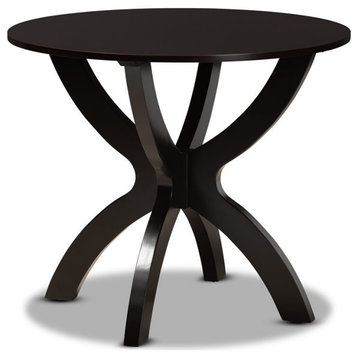Baxton Studio Tilde Dark Brown Finished 35-Inch-Wide Round Wood Dining Table
