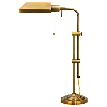 Pharmacy Table Lamp With Adjustable Pole, Antique Brass