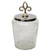 nu steel Crackle Glass Canister Large With Stainless Steel Lid