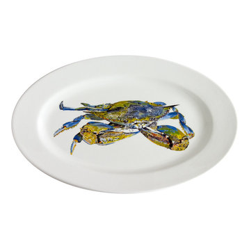 18" Oval  Big Blue Crab Serving Platter