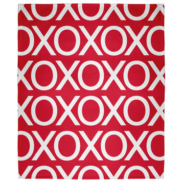 60 x 80 in Hugs and Kisses Valentine's Throw Blanket, Red