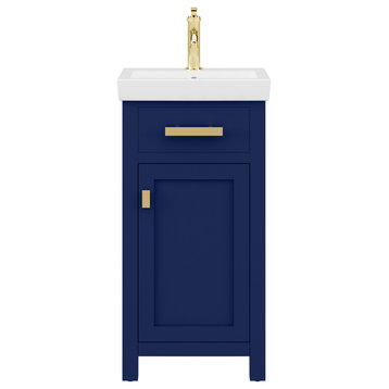 Mia 18 In. Integrated Ceramic Sink Top Vanity in Monarch Blue with Faucet