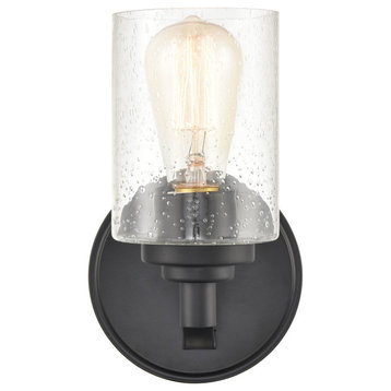 1-Light 4.375" Bath Sconce Clear Seedy, Matte Black