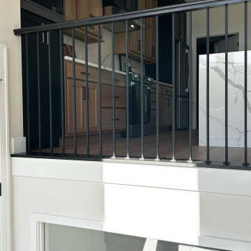 White Oak and Black Split Foyer Modern Kitchen