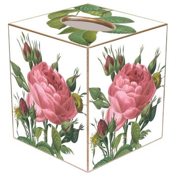 TB245-Pink Cabbage Rose Tissue Box Cover