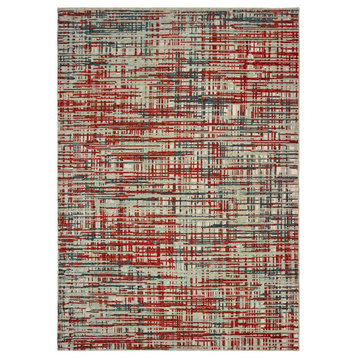 Oriental Weavers Montage Collection Grey/ Red Abstract Indoor Area Rug 2'X3'