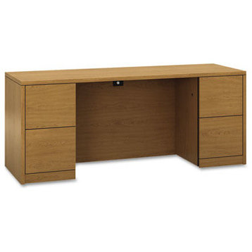 10500 Series Kneespace Credenza With Full-Height Pedestals, 72"x24", Harvest