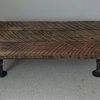 Industrial Coffee Table With Distressed Pipe Legs