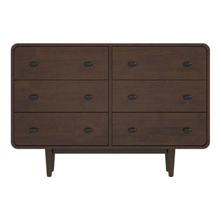 Stafford Modern Bedroom 6 Drawers Dressers in Solid Wood Walnut