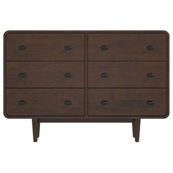 Stafford Modern Bedroom 6 Drawers Dressers in Solid Wood Walnut Brown