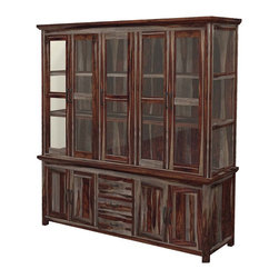 Dallas Ranch Rustic Solid Wood Glass Door Dining China Hutch - China Cabinets And Hutches