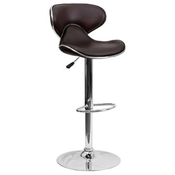 Bowery Hill 24" Contemporary Metal Mid Back Adjustable Bar Stool in Brown