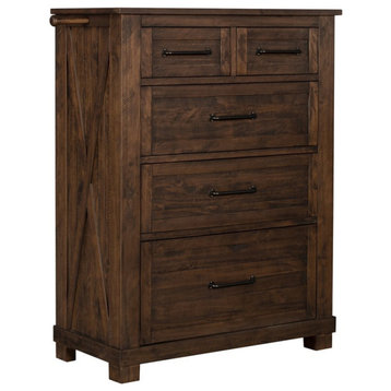A-America Sun Valley 5 Drawer Rustic Solid Wood Tall Chest in Timber