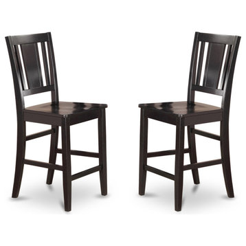 Set of 2 BUS-BLK-W Buckland Counter Height Chair With Wood Seat, Black Finish