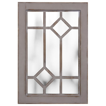 StyleCraft Farmhouse Window Mirror With Weathered Gray MI12838DS