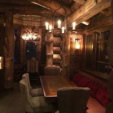 Chandeliers in Rustic Living Room