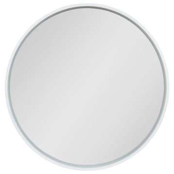 Travis Round Wood Accent Wall Mirror
, White 31.5 Diameter
