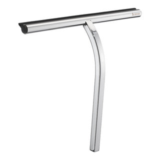 10 in. Golden Stainless Steel Shower Squeegee with 2 Adhesive Hooks