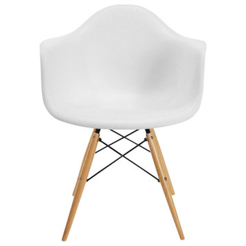 Bucket Kids Chair With Wood, White or Black, White