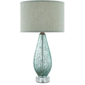 Optimist Table Lamp, Pale Blue Glass, Clear
