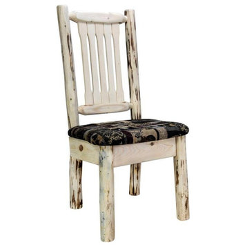 Montana Woodworks Hand-Crafted Wood Side Chair with Upholstered Seat in Natural