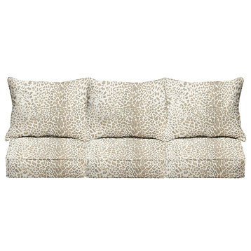 Patio Sofa Cushion, Sunbrella Fabric Covered Seat & Back Cushions, Tan Leopard