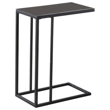 C-Shaped Accent Table, Top: Black Glass, Base: Black