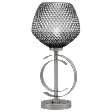 1-Light Table Lamp, Graphite Finish, 9" Smoke Textured Glass