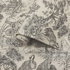 Majestic Crane Tropical Print Textured Wallpaper 57 Sq. Ft., Charcoal Cream, Double Roll