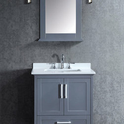 30 inch Single Sink Whale Grey Bathroom Vanity Set With Mirror - Bathroom Vanities And Sink Consoles