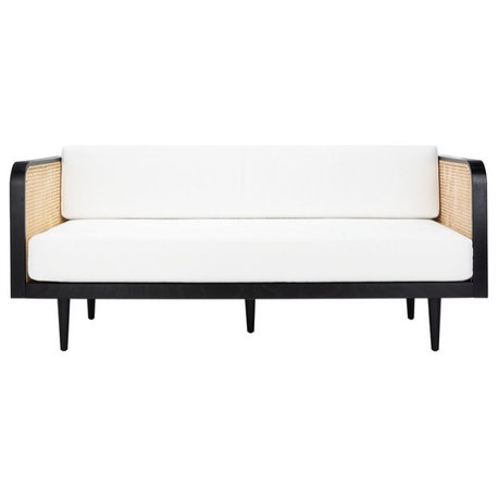 Safavieh Couture Helena French Cane Daybed, Black/Natural