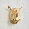 Resin Mounted Rhino Head, Gold Metallic