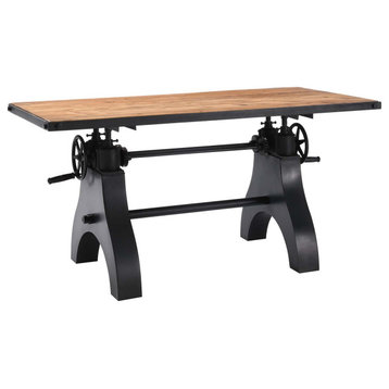 Genuine 60" Crank Adjustable Height Dining Table and Computer Desk - Black