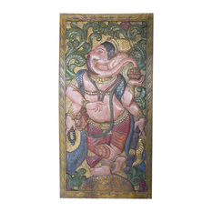 Mogulinterior - Consigned Zen Carved Ganesha God of Prosperity and Wealth Wall Panel Barn Door - Wall Accents