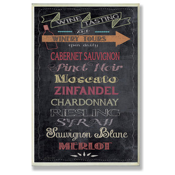 Wine Tasting Typography Chalkboard Look Kitchen Wall Plaque