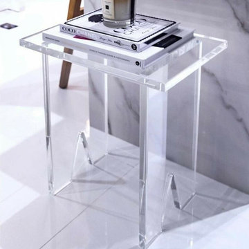 Modern Glass and Lucite Side End Tables