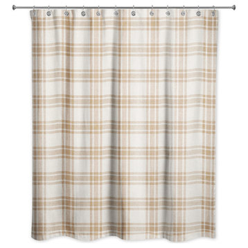 Orange Plaid 71x74 Shower Curtain
