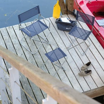 Anytime Folding Chair, Camping Archair, and Camping Stool on Deck