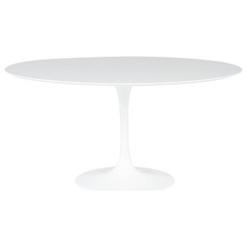 Cal Dining Table, White Veneer, 59"