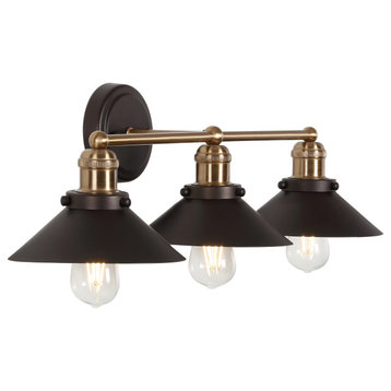 June Metal Shade Sconce, Oil Rubbed Bronze/Brass Gold, 3-Light
