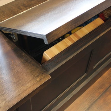 DuraSupreme Peppercorn Kitchen With Cambria Tops and Black Stainless Appliances