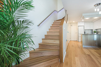Photo of a small contemporary staircase in Canberra - Queanbeyan.